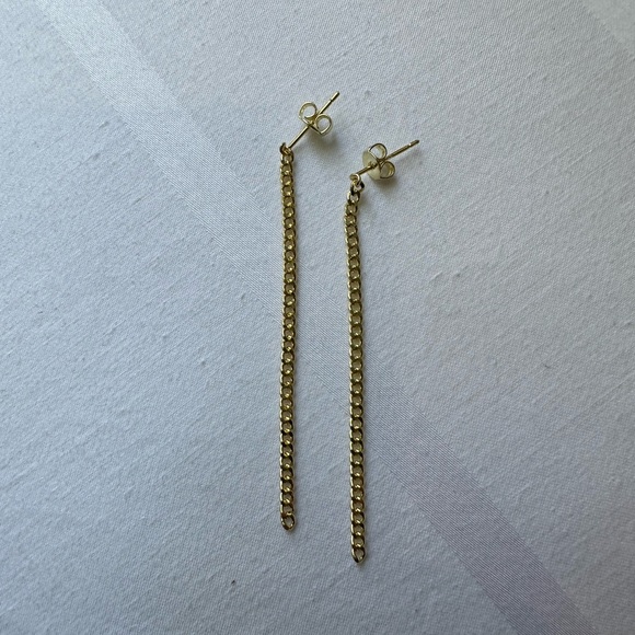Adjustable Gold gold plated minimal Chain Earrings - Picture 5 of 11
